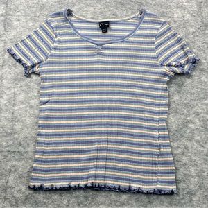Art Class Girls Multicolored Striped Short Sleeve Crew Neck T-Shirt Size XL (14)